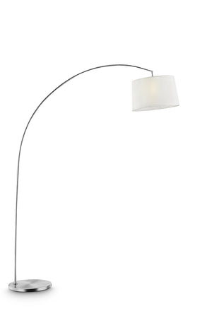 Homeroots 85" White Adjustable Arched Floor Lamp With White Drum Shade Silver Metal 431822