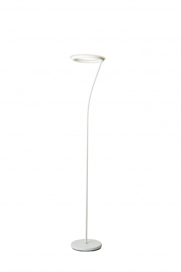 Homeroots 73" White Led Torchiere Floor Lamp Matte White Metal 431826