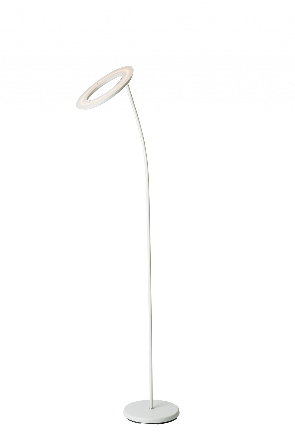 Homeroots 73" White Led Torchiere Floor Lamp Matte White Metal 431826