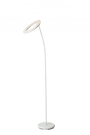 Homeroots 73" White Led Torchiere Floor Lamp Matte White Metal 431826