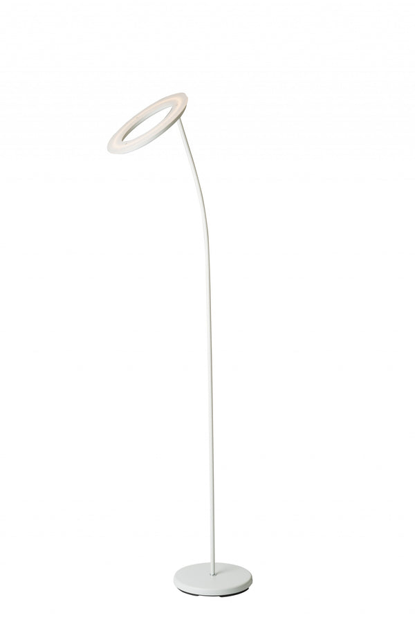 Homeroots 73" White Led Torchiere Floor Lamp Matte White Metal 431826