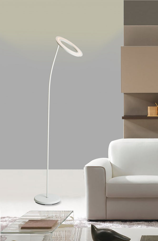 Homeroots 73" White Led Torchiere Floor Lamp Matte White Metal 431826