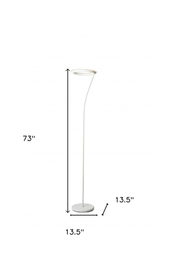 HomeRoots 73" White LED Torchiere Floor Lamp - Modern Uplight Illumination for Living Room & Home Office Style Matte White 431826