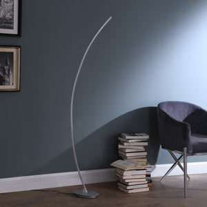 Homeroots 62" Silver And Soft White Arc Led Floor Lamp  Metal 431839
