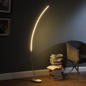 Homeroots 62" Silver And Soft White Arc Led Floor Lamp  Metal 431839