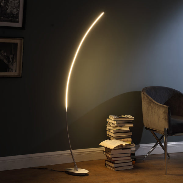 Homeroots 62" Silver And Soft White Arc Led Floor Lamp  Metal 431839