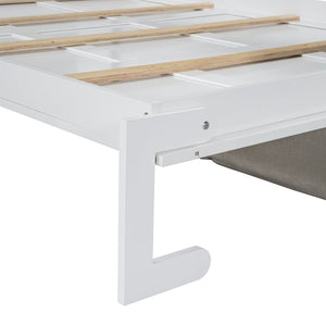 English Elm Queen Murphy Wall Bed with Linen Sofa for Studio and Small Space Living White LP000892AAK