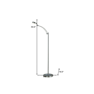 Homeroots 54" Nickel Adjustable Led Task Floor Lamp  Metal 431840