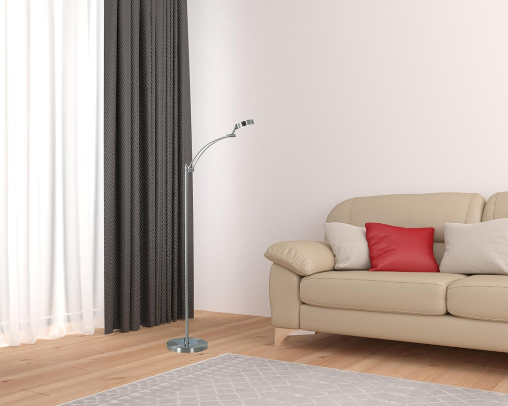 HomeRoots 54" Silver Adjustable LED Task Floor Lamp - Sleek, Energy-Efficient Illumination for Any Space 431840