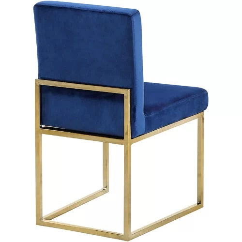 English Elm Contemporary Velvet Dining Chair Set of 2 in Blue with Plush Upholstery & Gold-Plated Legs, Stylish Comfort B011P361875