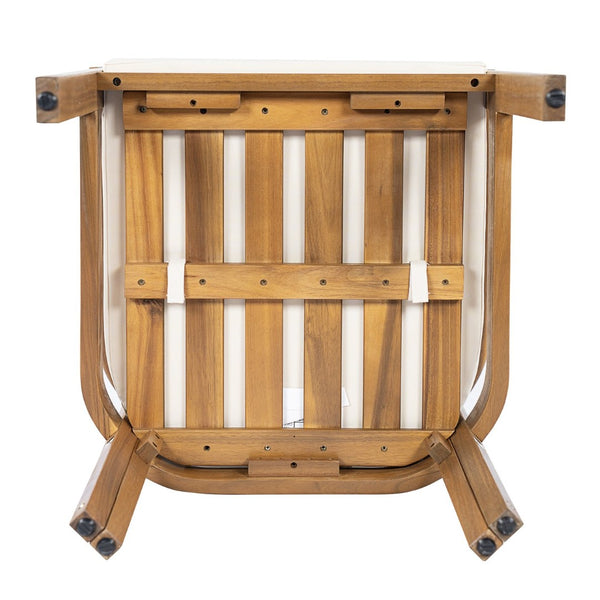 English Elm Outdoor Acacia Wood Dining Chairs Set of 4 Curved Arms Cushioned Patio Seating Cream,Teak N768P372905L_4