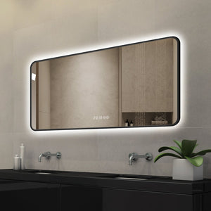 English Elm 48*24 Inch Black Frame Vanity Mirror With Tri-Color Led, Defogging, Smart Display & Safe Design W2709P380634