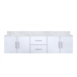 English Elm Glossy 72" Double Bath Vanity in White with Carrara Marble Top, Solid Wood, Soft-Close Drawers B2731P258521