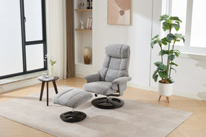 English Elm 010-Ergonomic Recliner Chair with Ottoman — 360° Swivel Lounge, Chenille Comfort, Heated Seat, Massage, Adjustable Backrest Grey W2636P262448