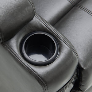 English Elm Rexford Power Lift Recliner Charcoal Grey with Massage, Faux Leather, Heated Seat, Cupholders & Pockets B062P354046