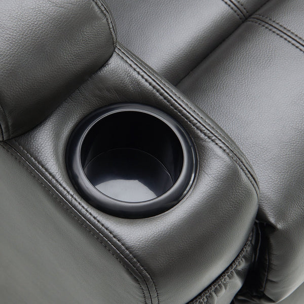 English Elm Rexford Power Lift Recliner Charcoal Grey with Massage, Faux Leather, Heated Seat, Cupholders & Pockets B062P354046