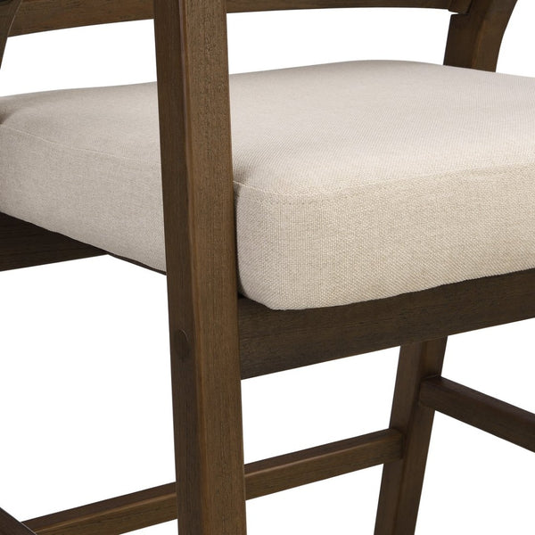 English Elm Wooden Rubberwood Counter Stools with Woven Rattan Back Mid Century Set of Two Beige,Walnut N771P257313T