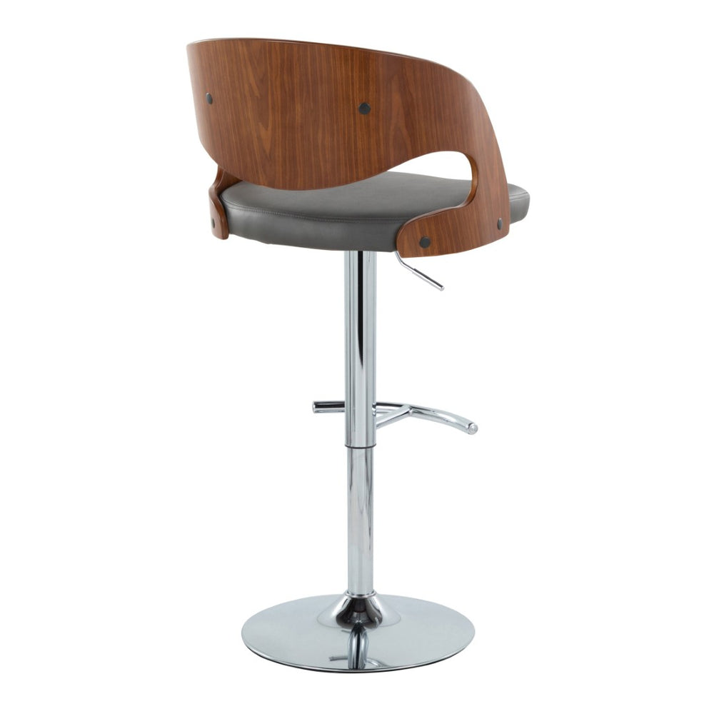 English Elm Pino Adjustable Barstool Set Of 2 - Mid-Century Modern Swivel Design With Chrome & Walnut Finish B202S00991-GIGA