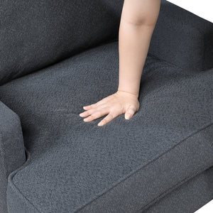 English Elm Modern Comfort Accent Chair with Chenille Upholstery, Brushed Gold Metal Legs, Durable Plywood Frame Dark Gray 29 L x 23 W x 26 H B011P308021