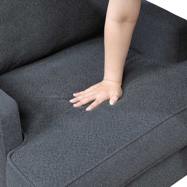 English Elm Modern Comfort Accent Chair with Chenille Upholstery, Brushed Gold Metal Legs, Durable Plywood Frame Dark Gray 29 L x 23 W x 26 H B011P308021