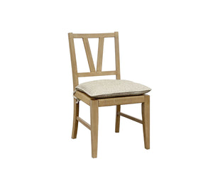 English Elm Slat Slat Back Chair with Cashew Hickory Veneer, Rattan Seat and Removable Tie-On Cushion Set of 2 Light Tan 39.75 L x 26.5 W x 14.75 H B2699P383811