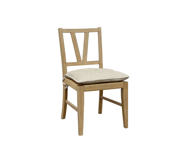 English Elm Slat Slat Back Chair with Cashew Hickory Veneer, Rattan Seat and Removable Tie-On Cushion Set of 2 Light Tan 39.75 L x 26.5 W x 14.75 H B2699P383811