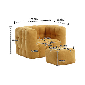 English Elm Coolmore Compact Chenille Armchair With Ottoman – Plush Comfort For Small Spaces & Modern Living W1152P325832