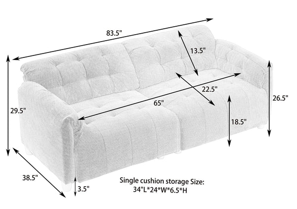 English Elm French Retro Cloud Fabric Double-Seat Sofa — Compact Solid Wood Frame, Sponge Comfort, 500lb Capacity Green W1658S00119