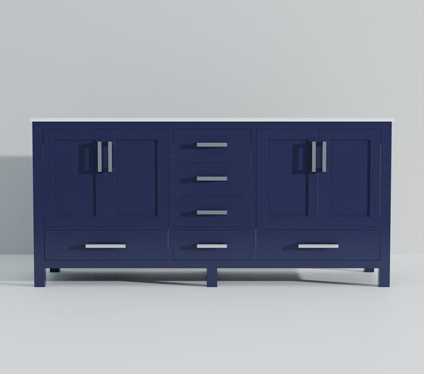 English Elm Navy Elegant Double Bath Vanity 72" W X 22" D With Durable Cultured Marble Top & Ample Storage B2731P259116