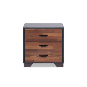 English Elm Eloy Walnut & Espresso Finish Accent Table with 3 Spacious Drawers, Sleek Storage and Durable Build B2726P271346