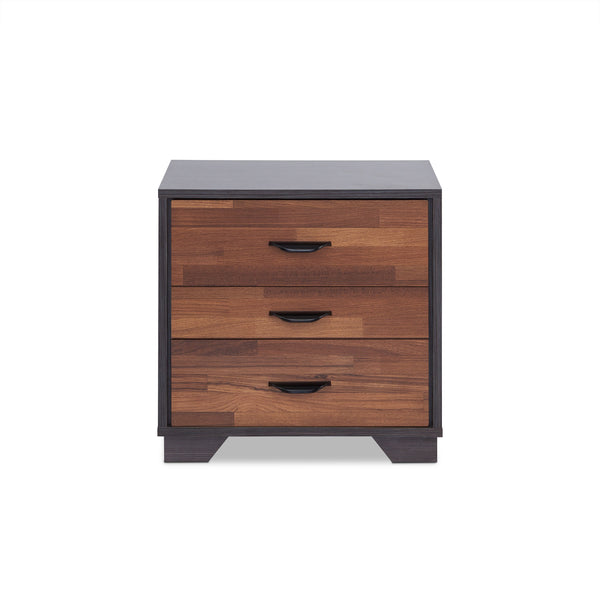 English Elm Eloy Walnut & Espresso Finish Accent Table with 3 Spacious Drawers, Sleek Storage and Durable Build B2726P271346