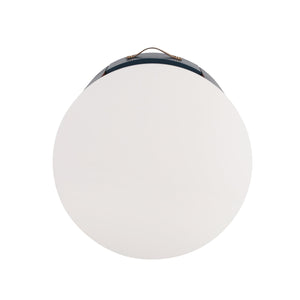 English Elm Christopher Knight Home® - Contemporary Round Nightstand with Drawer & Open Shelf, Curved Bedside Table with Leather Handles Blue 22 L x 22 W x 19.75 H N761P285708C