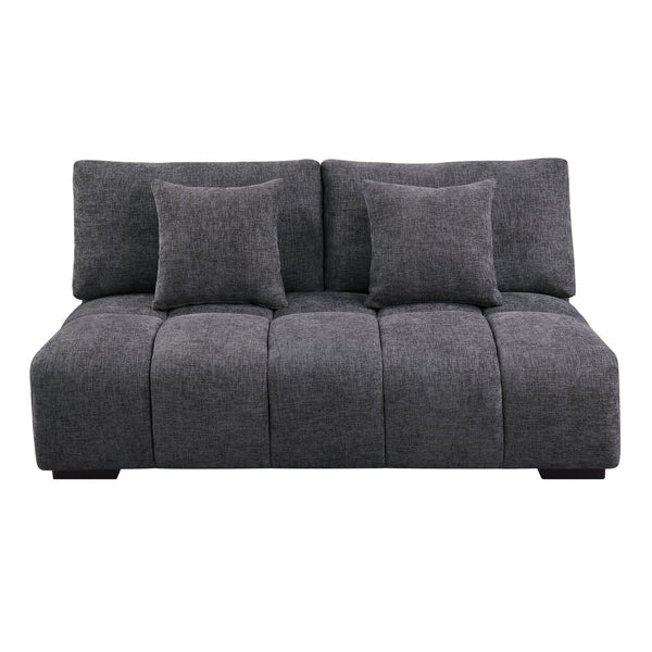 English Elm Chosen Gray Chenille Sectional Sofa Modular 2-Chaise with Ottoman, Toss Pillows, Pocket Coil Seats, 149"W x32"H B2726S00427