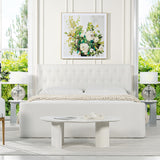 English Elm Brooks Contemporary Tufted Shelter Platform Bed, King, Antique White Polyester