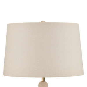 Niobe Table Lamp - Unique Natural Travertine Design with Flax Linen Shade for Contemporary Spaces