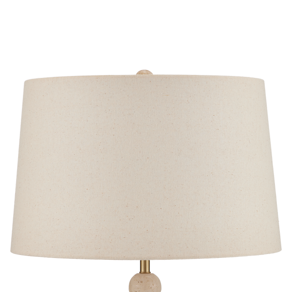 Niobe Table Lamp - Unique Natural Travertine Design with Flax Linen Shade for Contemporary Spaces