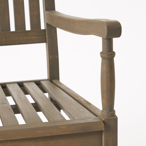 English Elm Christopher Knight Home® - Acacia Outdoor Porch Rocking Chair – Durable Acacia Hardwood, Rustic Slat Design, Smooth Rocking Motion Grey 65490.00GRY