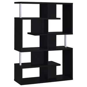 English Elm Copper Modern 5-Shelf Bookshelf in Sleek Black Finish — 63.25" Tall Storage Display Unit for Home Decor B062P331098