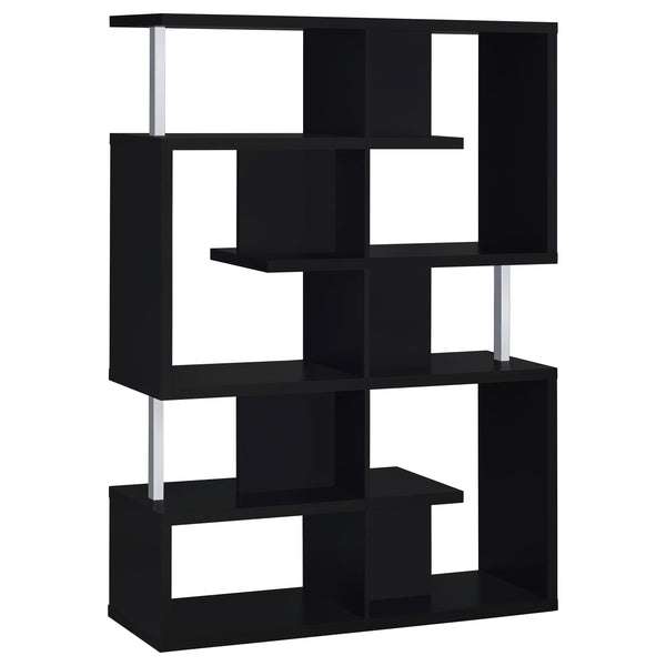 English Elm Copper Modern 5-Shelf Bookshelf in Sleek Black Finish — 63.25" Tall Storage Display Unit for Home Decor B062P331098