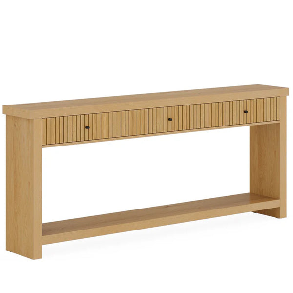 English Elm Coffee Console Table Industrial Metal Frame Vintage Wood Grain 2 Tier Entryway Sofa T3971P447512