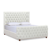 English Elm Brooklyn Queen Tufted Panel Bed Headboard and Footboard Set, Antique White Polyester