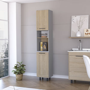 English Elm Everly Multicolor Kitchen Pantry Cabinet with Six Shelves & Double Doors — Space-Saving, Modern Design, Easy Assembly B128S00137