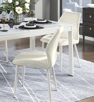 English Elm Modern Velvet Side Chairs Set of 2 — Upholstered Comfort, White Metal Legs, Sleek Dining Accent Piece Beige 26.5 L x 23 W x 20.75 H B011P284951