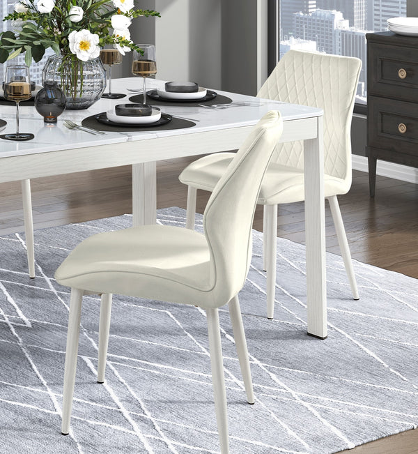 English Elm Modern Velvet Side Chairs Set of 2 — Upholstered Comfort, White Metal Legs, Sleek Dining Accent Piece Beige 26.5 L x 23 W x 20.75 H B011P284951