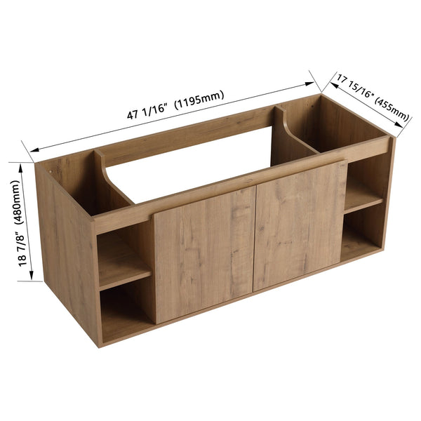 English Elm 48" Wall Mounted Bathroom Vanity With Soft Closing Doors, Open Storage, Stylish & Durable Design W999125012