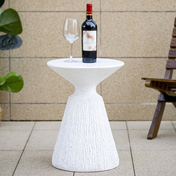 English Elm Outdoor Mgo Speckled Pedestal Side Table Retro Bohemian Accent for Patio or Living Room N765P382571W