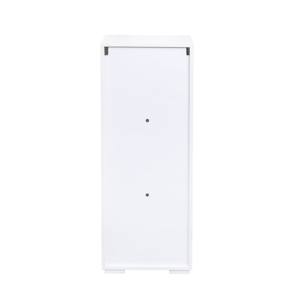 English Elm Storage Cabinet with Aluminum LED Strip Light and Glass Shelves Wall or Floor Mount Space-Saver W331P251042