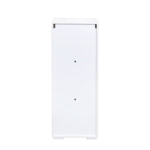 English Elm Storage Cabinet with Aluminum LED Strip Light and Glass Shelves Wall or Floor Mount Space-Saver W331P251042