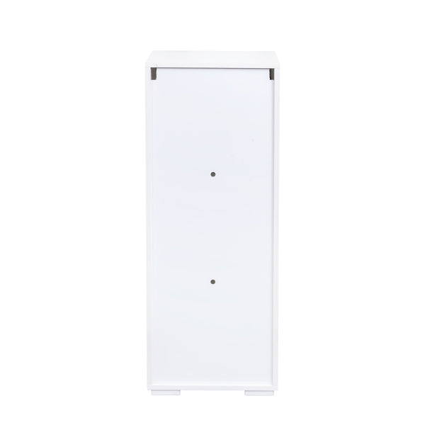 English Elm Storage Cabinet with Aluminum LED Strip Light and Glass Shelves Wall or Floor Mount Space-Saver W331P251042