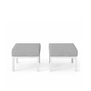 English Elm Set of 2 Powder-coated Aluminum Outdoor Ottomans with Uv-resistant Cushions White B082P454987